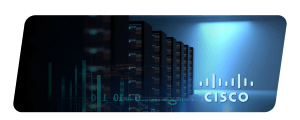 Imagen de fondo de carrusel, racks de servidores y el logo de cisco